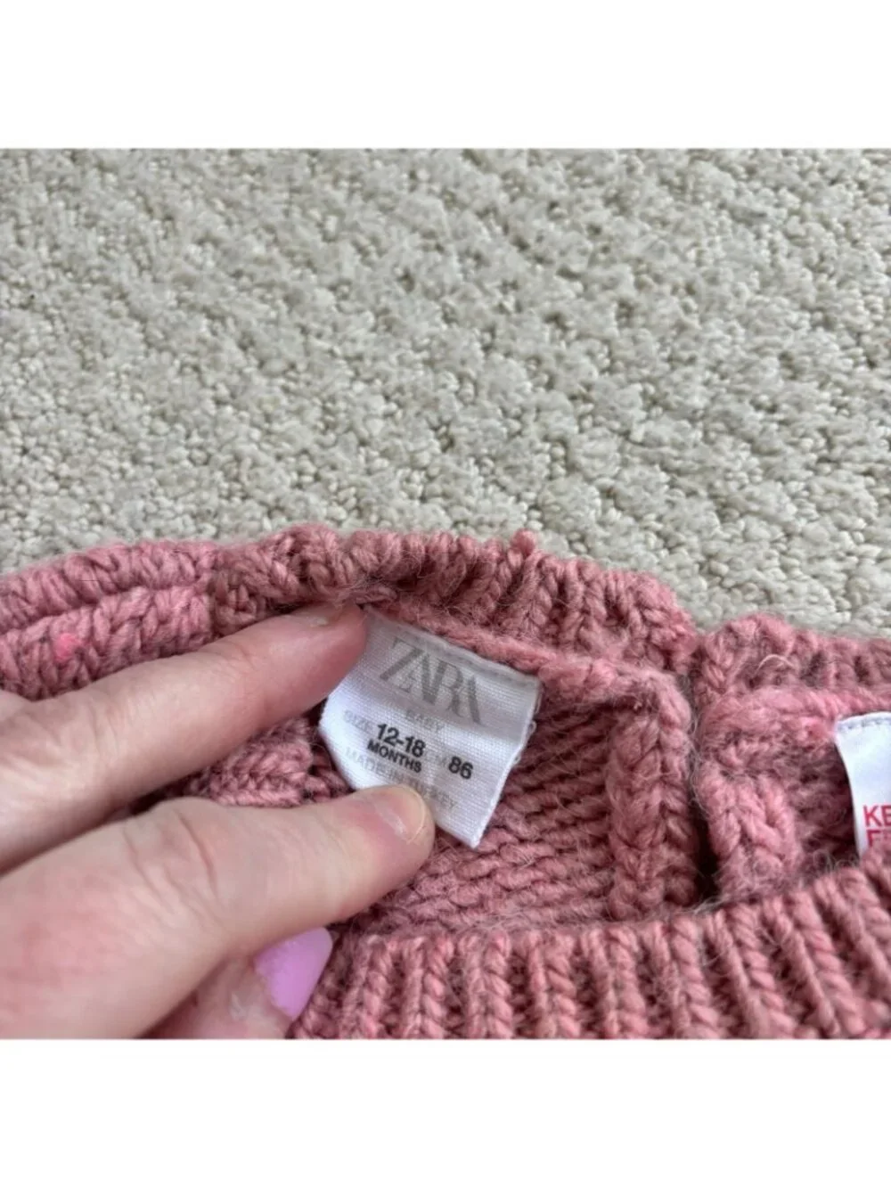 Zara pink and cream pom sweater